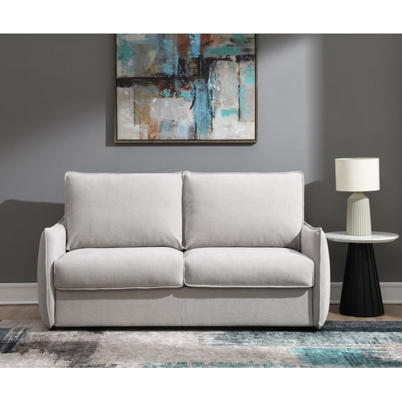 Urban Nest Chenille Sofa Bed with Sleeper - Beige, 74" Wide, Memory Foam, Metal Legs, 2-Seat Sofa/Full Size Bed