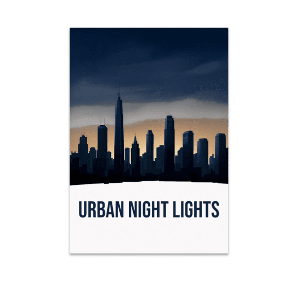 Urban Night Lights Skyline Art - City Lovers - 13x19 Poster Print