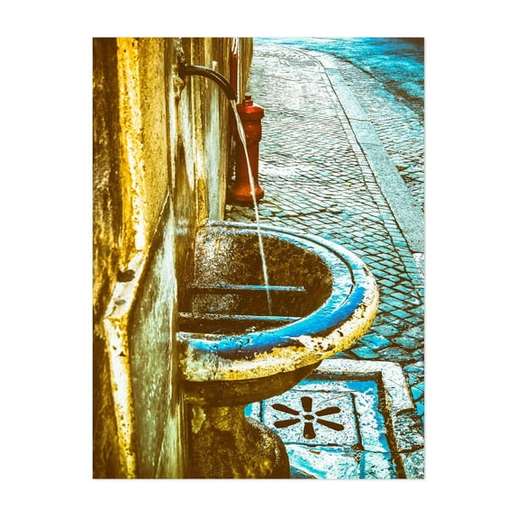 Urban Oasis - Lazio Italy Photography Street Photography Vintage Architecture Rustic Travel Poster City Water Unframed Wall Art Print 24 x 32 inches