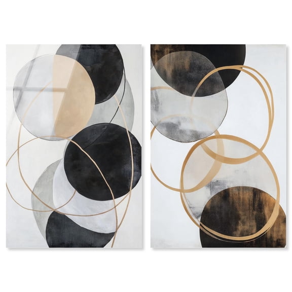Urban Orbits Diptych Acrylic Print Brown Wall Art Set by Art Remedy, Ready to Hang, 20 x 30