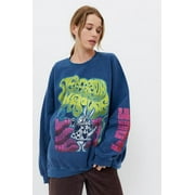 Urban Outfitters Womens Jefferson Airplane White Rabbit Slouchy Fit Crew Neck Sweatshirt Small/Medium, Navy