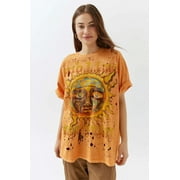 Urban Outfitters Women's X Sublime Distressed With Holes Oversized Tee T-Shirt (Small/Medium, Orange)