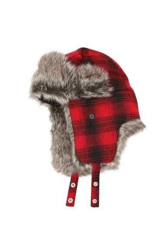 Wool & Faux Fur Buffalo Plaid Winter Trapper Aviator Hat