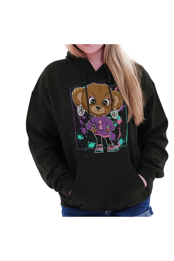 Urban Paint Splatter Sassy Teddy Bear Hoodie Sweatshirt Women Brisco Brands S