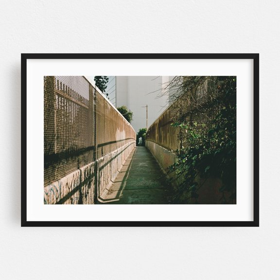Urban Passage - Los Angeles California Photography Street Photography Bridge Industrial Graffiti Architecture Vintage Black Framed Wall Art Print 5 x 7 inches