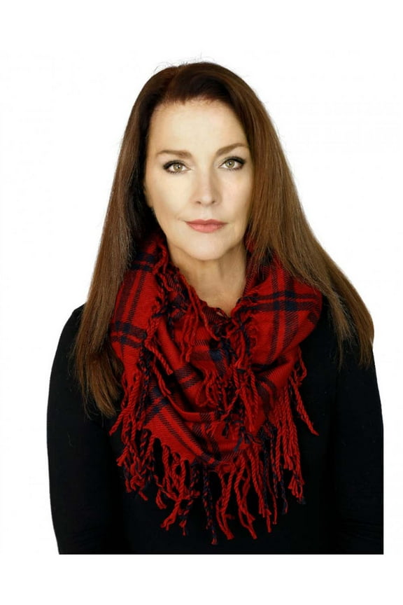 Memories Women's Plaid Infinity Fashion Scarf - Red & Navy