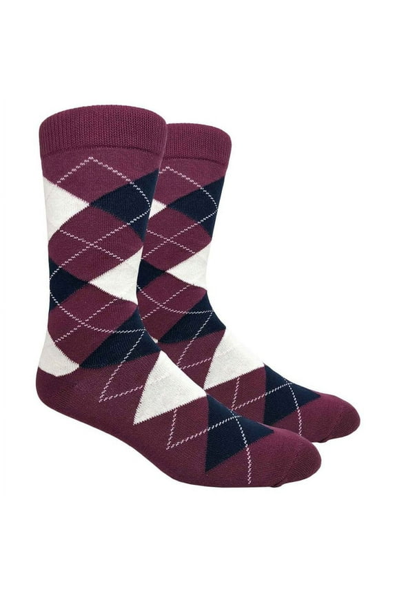 Men's Argyle Dress & Groomsmen Socks - Argyle - Maroon - 1 Pair