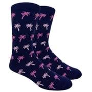 Urban-Peacock Mens Dress & Groomsmen Socks - Navy Blue with Pink Palm Trees - 1 Pair