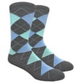 thumbnail image 1 of Urban-Peacock - Men's Dress, Trouser & Groomsmen Socks - Charcoal Gray, Celestial Blue & Light Green Argyle - 6 Pair, 1 of 2