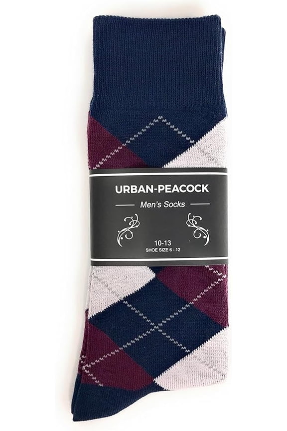 - Men's Dress, Trouser & Groomsmen Socks - Navy, Wine Burgundy & Heathered Gray - 1 Pair