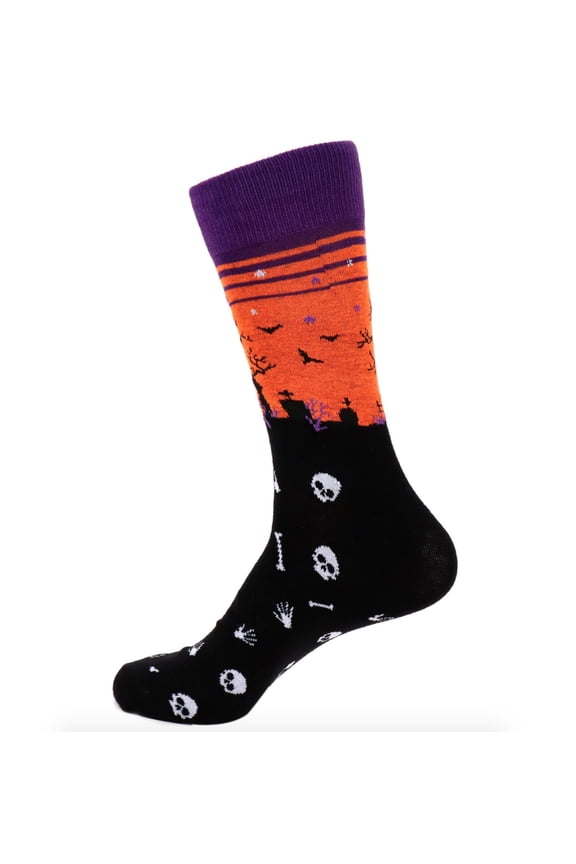 Men's Halloween Novelty Socks - Scary Halloween, Cemetery & Skulls - 1 Pair