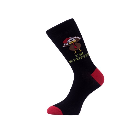 Urban-Peacock Men's Holiday Novelty Fun Dress Socks - I'm Stuffed - Black with Red, 1 Pair