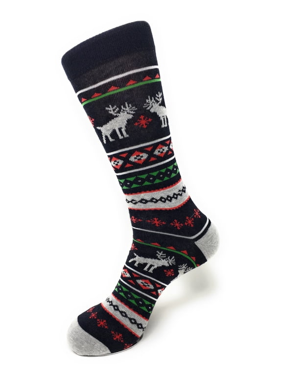 Men's Holiday Novelty Fun Dress Socks - Winter Deer, 1 Pair