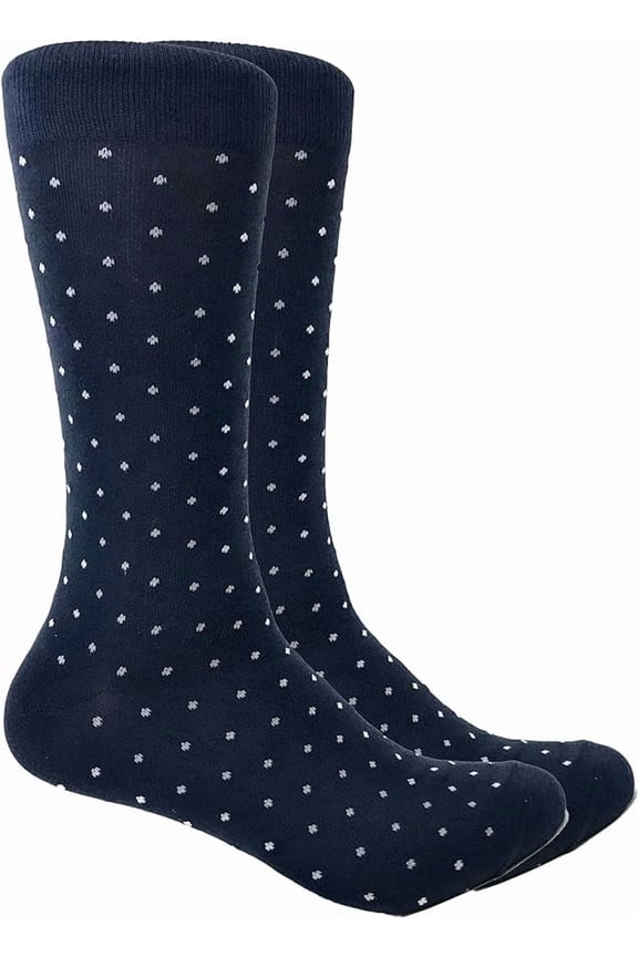Men's Navy Blue Polka Dot Dress and Groomsmen Socks