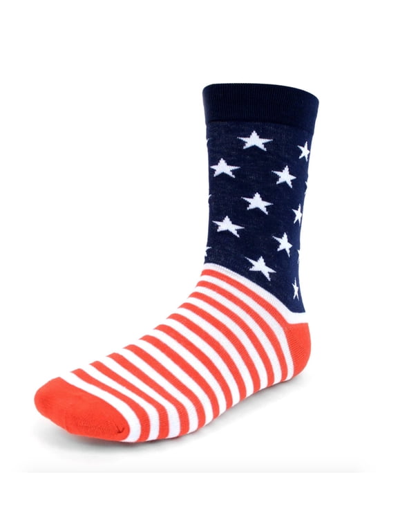 Men's Novelty Fun Crew Socks for Dress or Casual - American Flag / Stars & Stripes