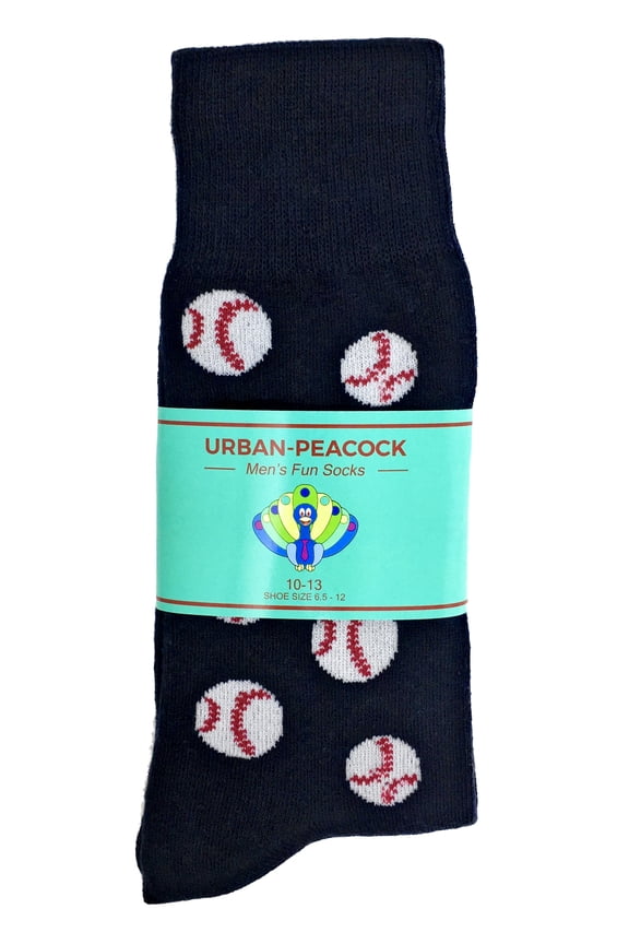 Men's Novelty Fun Crew Socks for Dress or Casual - Baseball - Navy