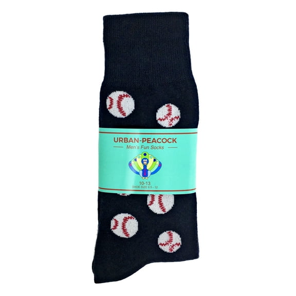 Urban-Peacock Men's Novelty Fun Crew Socks for Dress or Casual - Baseball - Navy