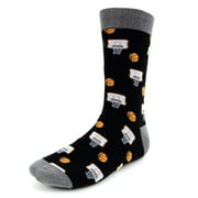 Urban-Peacock Mens Novelty Fun Crew Socks for Dress or Casual - Basketball - Black with Grey