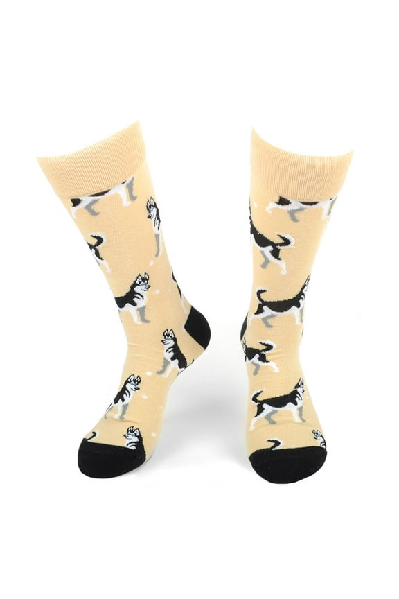 Men's Novelty Fun Crew Socks for Dress or Casual - Dogs - Siberian Husky