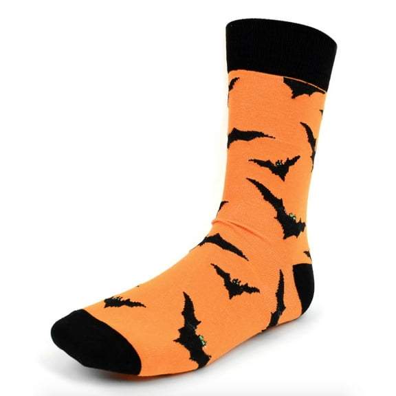 Urban-Peacock Men's Novelty Fun Crew Socks for Dress or Casual - Halloween Bats in Orange