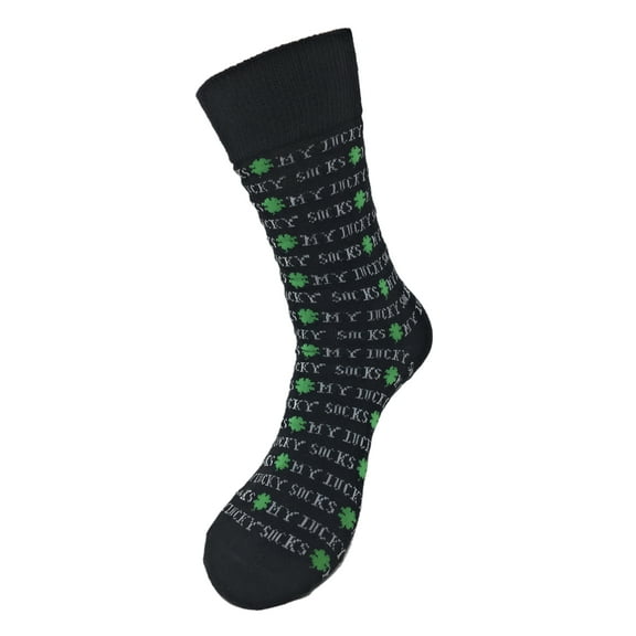 Urban-Peacock Men's Novelty Fun Crew Socks for Dress or Casual - My Lucky Socks - Black