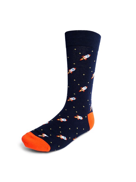 Men's Novelty Fun Crew Socks for Dress or Casual - Spaceships