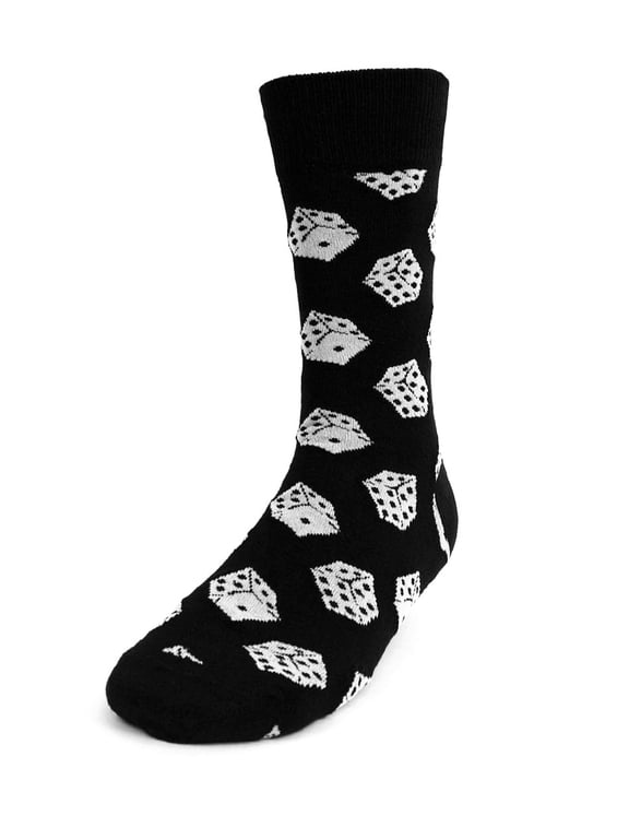 Men's Novelty Fun Dress Socks - Dice - Black - 1 Pair