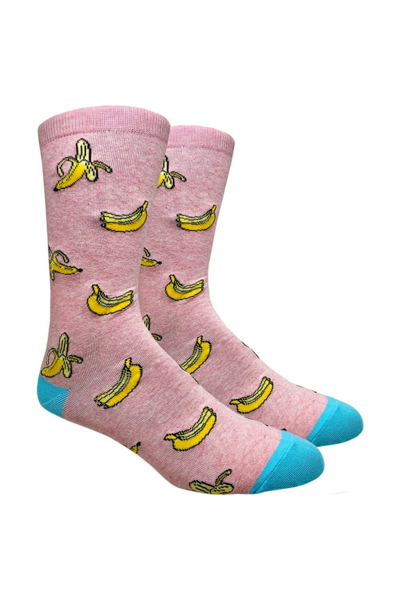 Men's Novelty Fun Socks - Bananas - Pink - 1 Pair