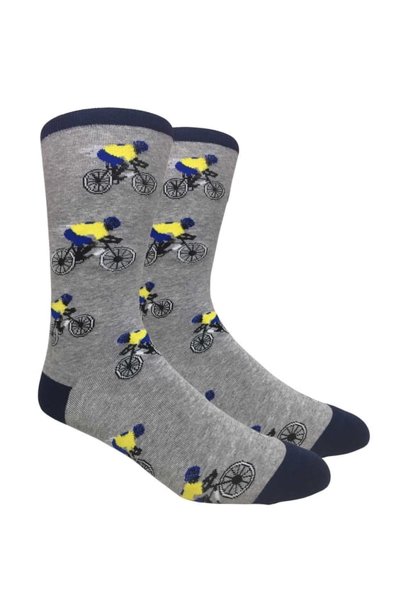 Men's Novelty Fun Socks - Bicycle Racer - Grey - 1 Pair
