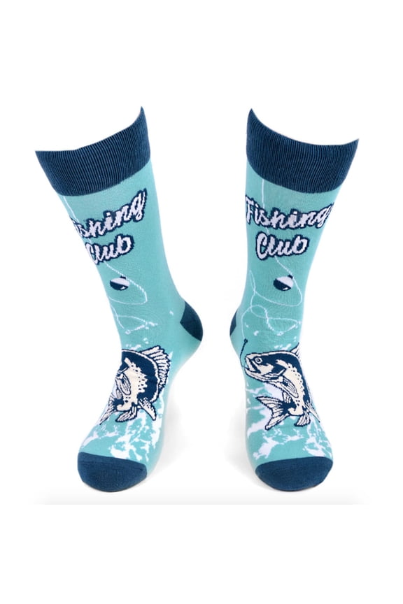 Men's Novelty Fun Socks - Fishing Club - 1 Pair