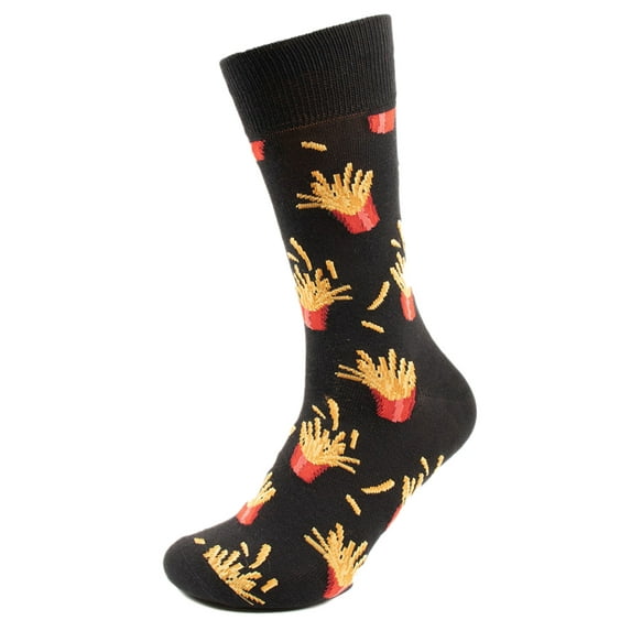 Urban-Peacock Men's Novelty Fun Socks - French Fries - Black - 1 Pair