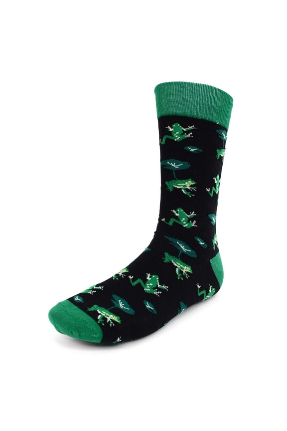 Men's Novelty Fun Socks - Green Frogs - 1 Pair