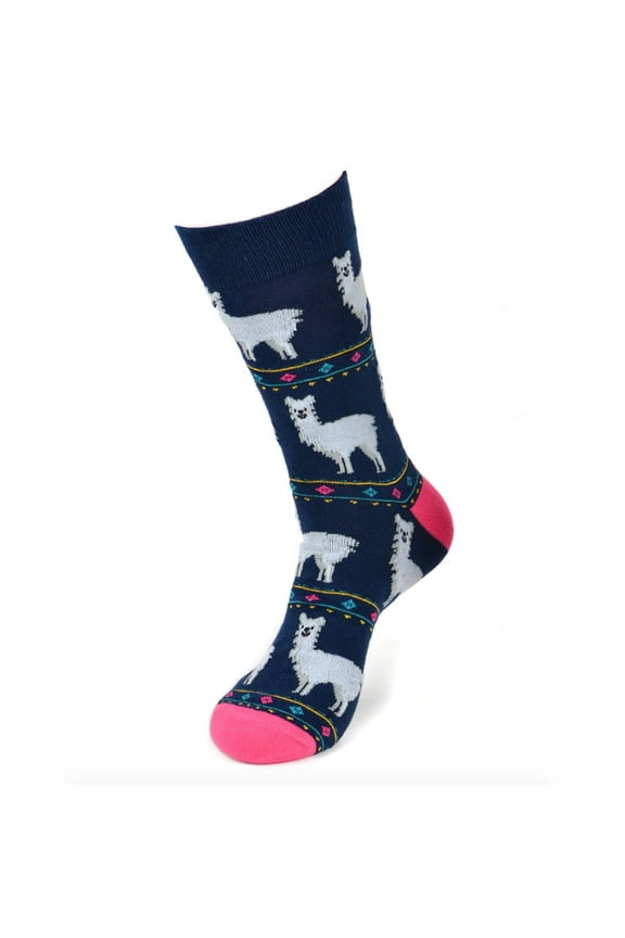 Men's Novelty Fun Socks - Llama Alpaca - Navy - 1 Pair