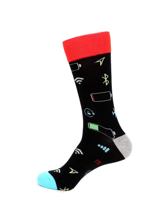 Men's Novelty Fun Socks - Smartphone, Black - 1 Pair