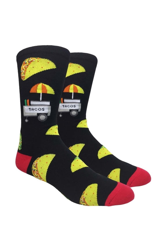 Men's Novelty Fun Socks - Tacos - Black - 1 Pair