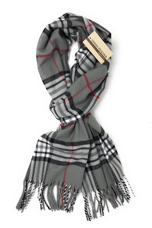 Soft Acrylic Unisex Scarf in Gray Plaid