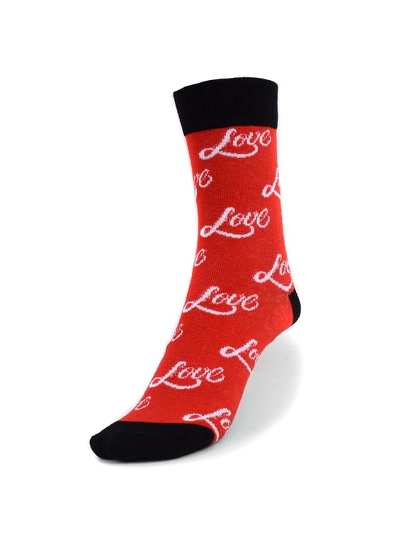 Women's Novelty Fun Crew Socks for Dress or Casual - Love - Red, 1 Pair
