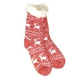 thumbnail image 1 of Urban-Peacock Women's Plush Knitted Fleece Sherpa Lined Slipper Socks - Marled Reindeer - Red, 1 of 3