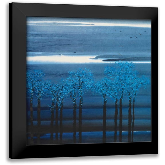 Urban Pearl Collection, Llc 12x12 Black Modern Framed Museum Art Print Titled - Indigo Forest I