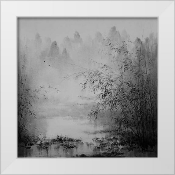 Urban Pearl Collection, Llc 26x26 White Modern Wood Framed Museum Art Print Titled - Bamboo River II