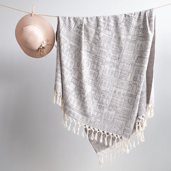 Urban Pera Absorbent Pados Turkish Towel 37x67 inches 100% Cotton, Grey