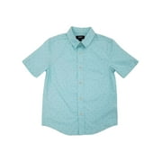 Urban Pipeline Boys Aqua Geo Short Sleeve Button-Down Poplin Shirt Small