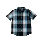 Urban Pipeline Boys Black & Blue Plaid Short Sleeve Button-Down Poplin Shirt XL