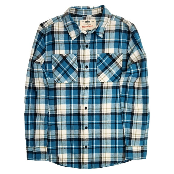 Urban Pipeline Boys Blue & Green Plaid Long Sleeve Button Shirt Size X-Large