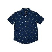 Urban Pipeline Boys Blue Planet Print Short Sleeve Button-Down Poplin Shirt XL