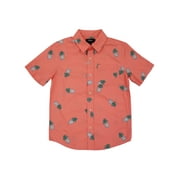 Urban Pipeline Boys Coral Pineapple Short Sleeve Button-Down Poplin Shirt XL