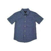 Urban Pipeline Boys Denim Blue Short Sleeve Button-Down Poplin Shirt Medium