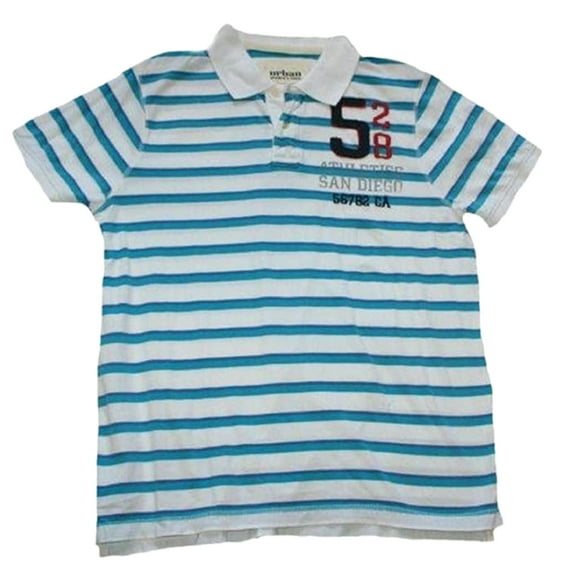 Urban Pipeline Men's Polo Shirt White/Aqua Stripe Size Small