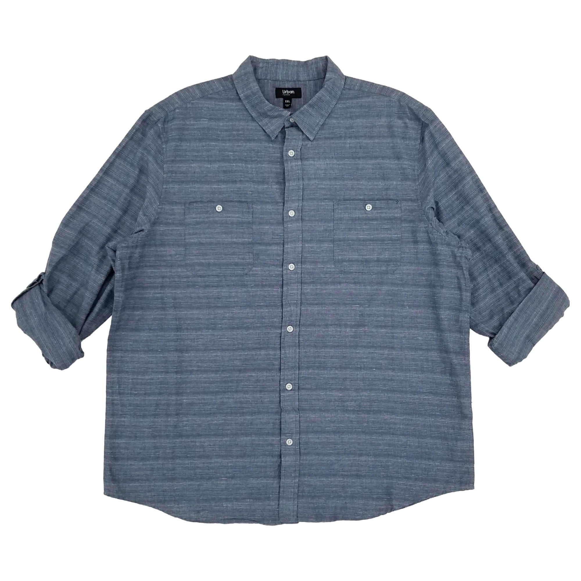 Urban Pipeline Mens Blue Long Sleeve Roll-Sleeve Button-Down Woven