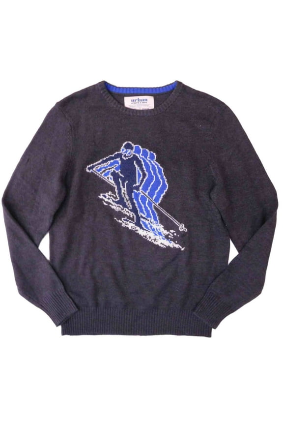 Mens Dark Gray Ski Dude Crewneck Sweater L